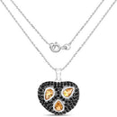 3.19 Carat Genuine Citrine and Black Spinel .925 Sterling Silver Pendant