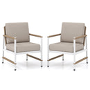 2 Packs Patio Aluminum Sofa with Wicker Backrest and Armrests