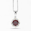 2.32 Carat Genuine Garnet and White Diamond 14K Yellow Gold with .925 Sterling Silver Pendant