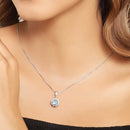 2.32 Carat Genuine Swiss Blue Topaz and White Diamond 14K Yellow Gold with .925 Sterling Silver Pendant