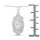 0.48 Carat Genuine Aquamarine and White Topaz .925 Sterling Silver Pendant