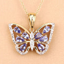 1.75 Carat Genuine Tanzanite and White Zircon .925 Sterling Silver Pendant