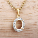 0.22 Carat Genuine White Diamond 14K Yellow Gold Semi Mount Pendant - holds 9x7mm Oval Gemstone