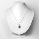3.90 Carat Genuine Pink Tourmaline and White Diamond 14K White Gold Pendant