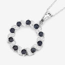 1.30 Carat Genuine Blue Sapphire and White Topaz .925 Sterling Silver Pendant