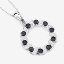1.30 Carat Genuine Blue Sapphire and White Topaz .925 Sterling Silver Pendant