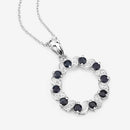 1.30 Carat Genuine Blue Sapphire and White Topaz .925 Sterling Silver Pendant