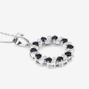 1.30 Carat Genuine Blue Sapphire and White Topaz .925 Sterling Silver Pendant