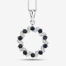 1.30 Carat Genuine Blue Sapphire and White Topaz .925 Sterling Silver Pendant