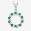 1.10 Carat Genuine Emerald and White Topaz .925 Sterling Silver Pendant
