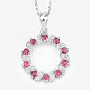 1.30 Carat Genuine Pink Tourmaline and White Topaz .925 Sterling Silver Pendant