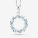 1.30 Carat Genuine Swiss Blue Topaz and White Topaz .925 Sterling Silver Pendant