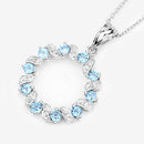 1.30 Carat Genuine Swiss Blue Topaz and White Topaz .925 Sterling Silver Pendant