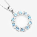 1.30 Carat Genuine Swiss Blue Topaz and White Topaz .925 Sterling Silver Pendant
