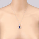 5.54 Carat Genuine Tanzanite and White Diamond 18K White Gold Pendant