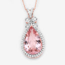 8.14 Carat Genuine Morganite and White Diamond 14K Rose Gold Pendant