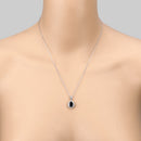 2.09 Carat Genuine Blue Sapphire and White Diamond 14K White Gold Pendant