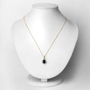 2.09 Carat Genuine Blue Sapphire and White Diamond 14K Yellow Gold Pendant