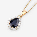 2.09 Carat Genuine Blue Sapphire and White Diamond 14K Yellow Gold Pendant