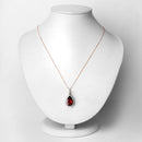 3.29 Carat Genuine Rhodolite and White Diamond 14K Rose Gold Pendant