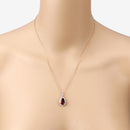 3.29 Carat Genuine Rhodolite and White Diamond 14K Rose Gold Pendant