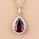 3.29 Carat Genuine Rhodolite and White Diamond 14K Yellow Gold Pendant