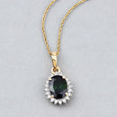 1.39 Carat Genuine Green Tourmaline and White Diamond 14K Yellow Gold Pendant