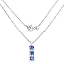 0.64 Carat Genuine Blue Sapphire and White Diamond .925 Sterling Silver Pendant