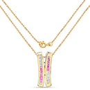 14K Yellow Gold Plated 1.08 Carat Genuine Pink Sapphire and White Sapphire .925 Sterling Silver Pendant