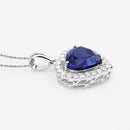 3.74 Carat Genuine Tanzanite and White Diamond 14K White Gold Pendant