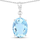 11.25 Carat Genuine Swiss Blue Topaz .925 Sterling Silver Pendant