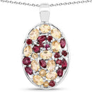 2.88 Carat Genuine Citrine and Rhodolite .925 Sterling Silver Pendant