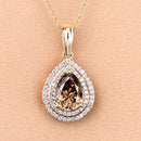 IGI Certified 2.01 Carat Genuine Brown Diamond Center and 0.29cttw White Diamond 18K Yellow Gold Pendant (2.30cttw)