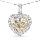 IGI Certified 4.51 Carat Genuine Light Yellow Diamond Center and 0.45cttw White Diamond 18K White Gold Pendant (4.96cttw)