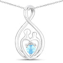 0.13 Carat Genuine Swiss Blue Topaz .925 Sterling Silver Pendant