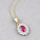 0.95 Carat Genuine Ruby and White Diamond 10K Yellow Gold Pendant