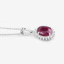1.60 Carat Genuine Ruby and White Diamond 10K White Gold Pendant