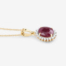 1.60 Carat Genuine Ruby and White Diamond 10K Yellow Gold Pendant