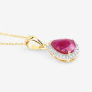 1.55 Carat Genuine Ruby and White Diamond 10K Yellow Gold Pendant