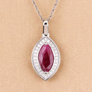 1.52 Carat Genuine Ruby and White Diamond 10K White Gold Pendant