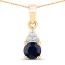 0.88 Carat Genuine Blue Sapphire and White Diamond 10K Yellow Gold Pendant