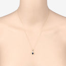 0.88 Carat Genuine Blue Sapphire and White Diamond 10K Yellow Gold Pendant