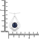 1.24 Carat Genuine Blue Sapphire and White Diamond 10K White Gold Pendant