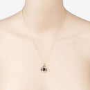 1.24 Carat Genuine Blue Sapphire and White Diamond 10K Yellow Gold Pendant