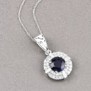 1.71 Carat Genuine Blue Sapphire and White Diamond 10K White Gold Pendant