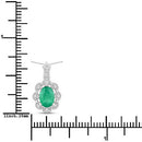 0.79 Carat Genuine Zambian Emerald and White Diamond 10K White Gold Pendant