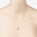 0.83 Carat Genuine Zambian Emerald and White Diamond 10K White Gold Pendant