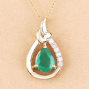 1.18 Carat Genuine Zambian Emerald and White Diamond 10K Yellow Gold Pendant