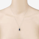 2.29 Carat Genuine Blue Sapphire and White Diamond 10K White Gold Pendant