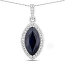 2.27 Carat Genuine Blue Sapphire and White Diamond 10K White Gold Pendant